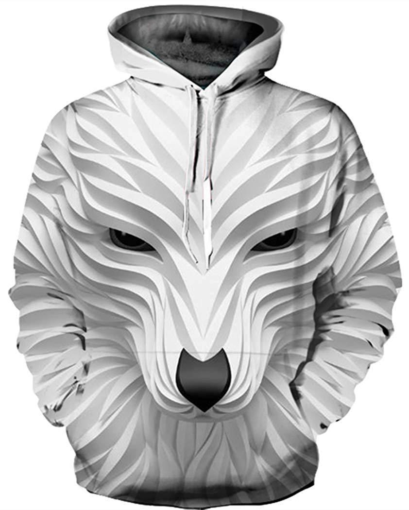 Long Sleeve Hoodies Men Casual Pullovers Hooded Animal 3D
