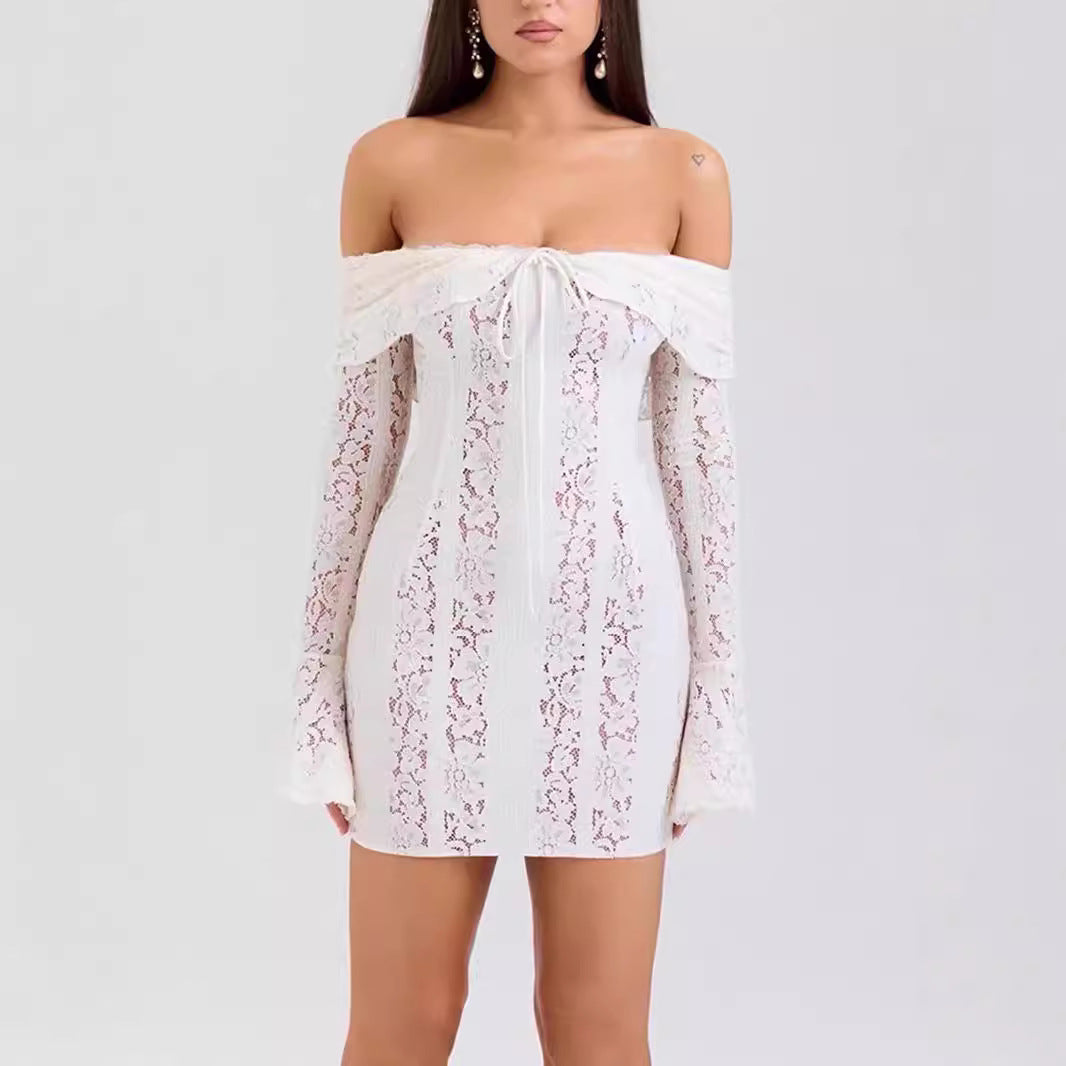 Off-shoulder Long Sleeve Skinny Lace