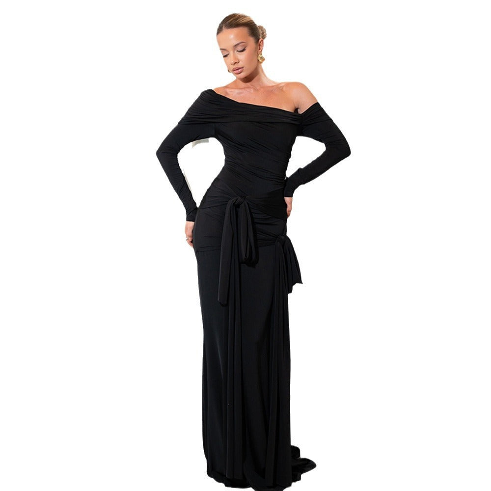 Off-shoulder Tassels Pleating Dress