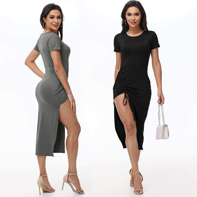 Irregular Slit Mid-length Dress