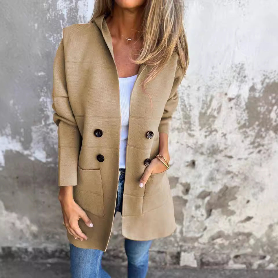 Hooded Button Trench Coat