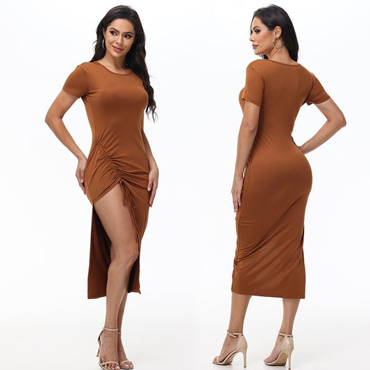 Irregular Slit Mid-length Dress