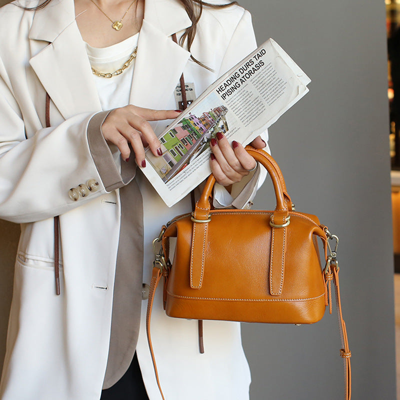 Genuine Leather Boston Shoulder Bag