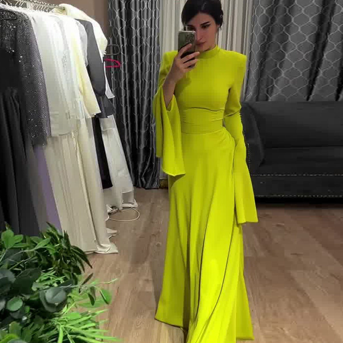Ruffle Sleeve Long Dress