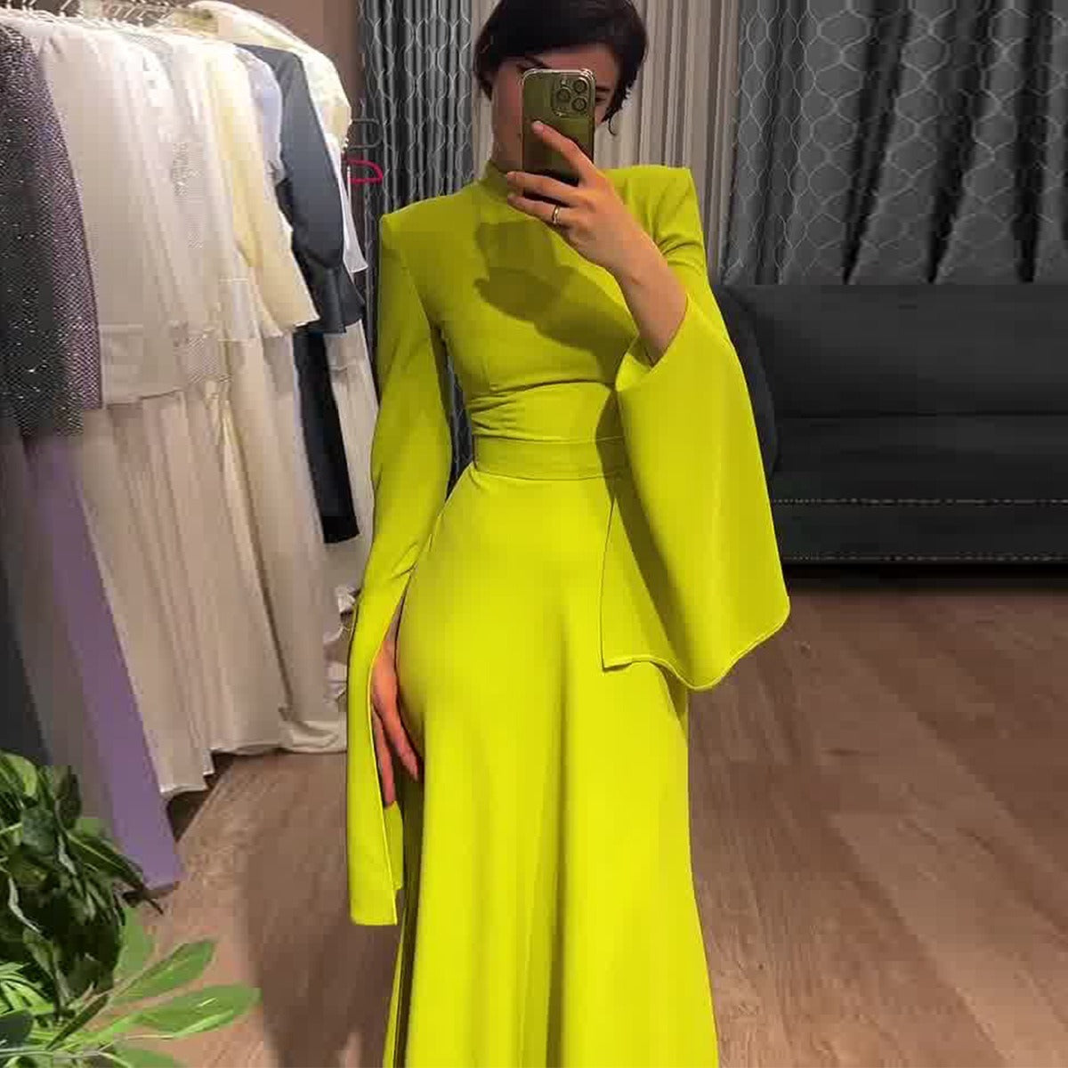 Ruffle Sleeve Long Dress