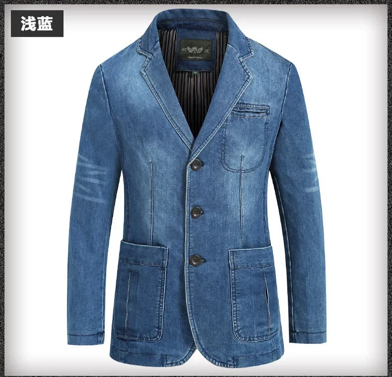 Denim Slim Fitting Blazer Coats