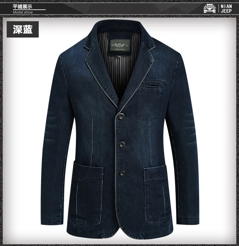 Denim Slim Fitting Blazer Coats