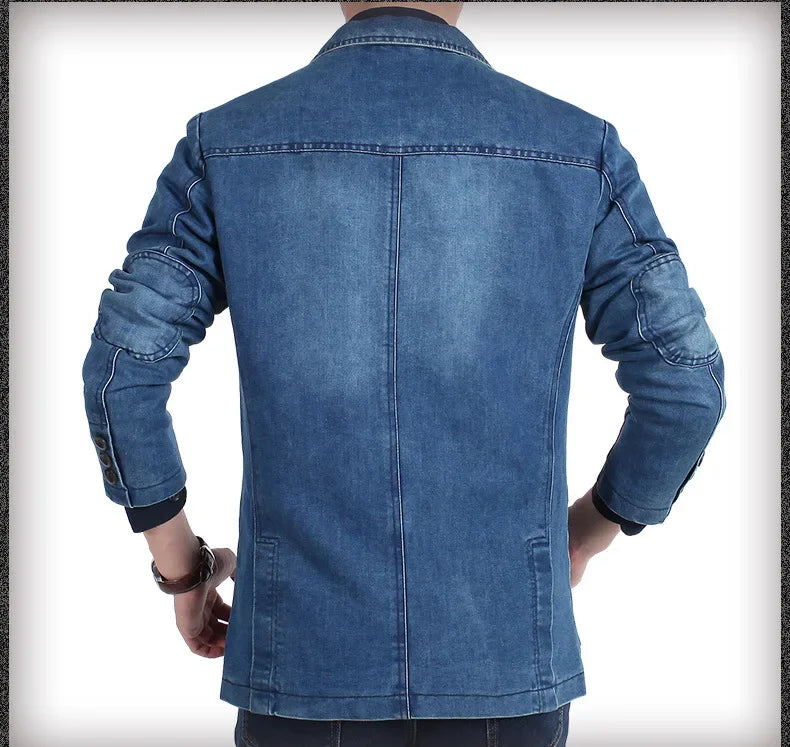 Denim Slim Fitting Blazer Coats