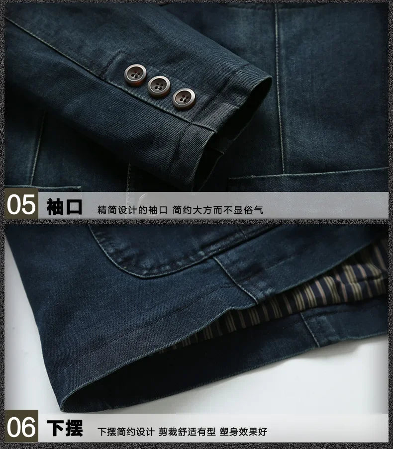 Denim Slim Fitting Blazer Coats