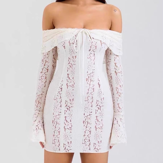 Off-shoulder Long Sleeve Skinny Lace
