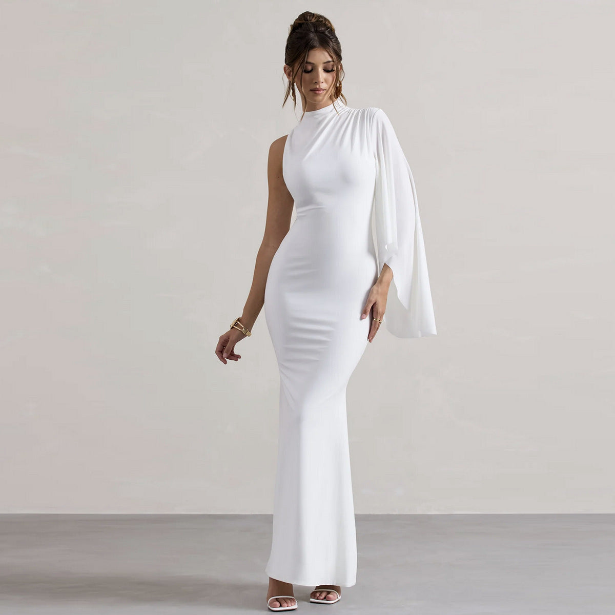 One-shoulder Long Sleeve Dress