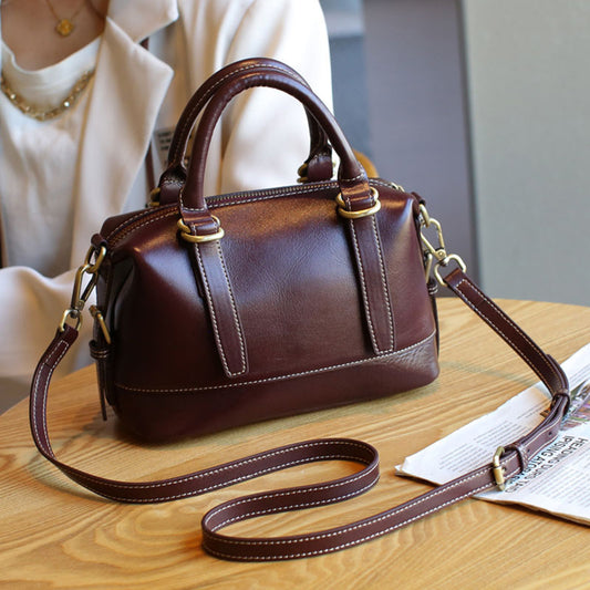 Genuine Leather Boston Shoulder Bag