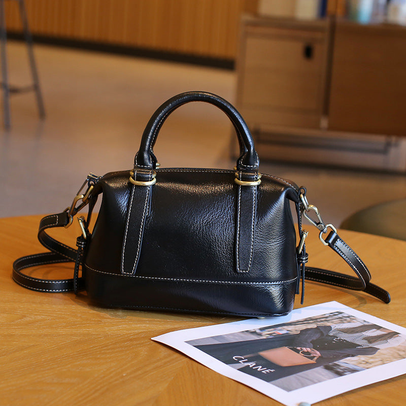 Genuine Leather Boston Shoulder Bag