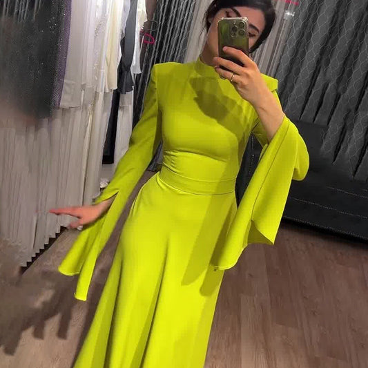 Ruffle Sleeve Long Dress